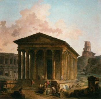 休伯特 羅伯特 The Maison Caree, the Arenas and the Magne Tower in Nimes